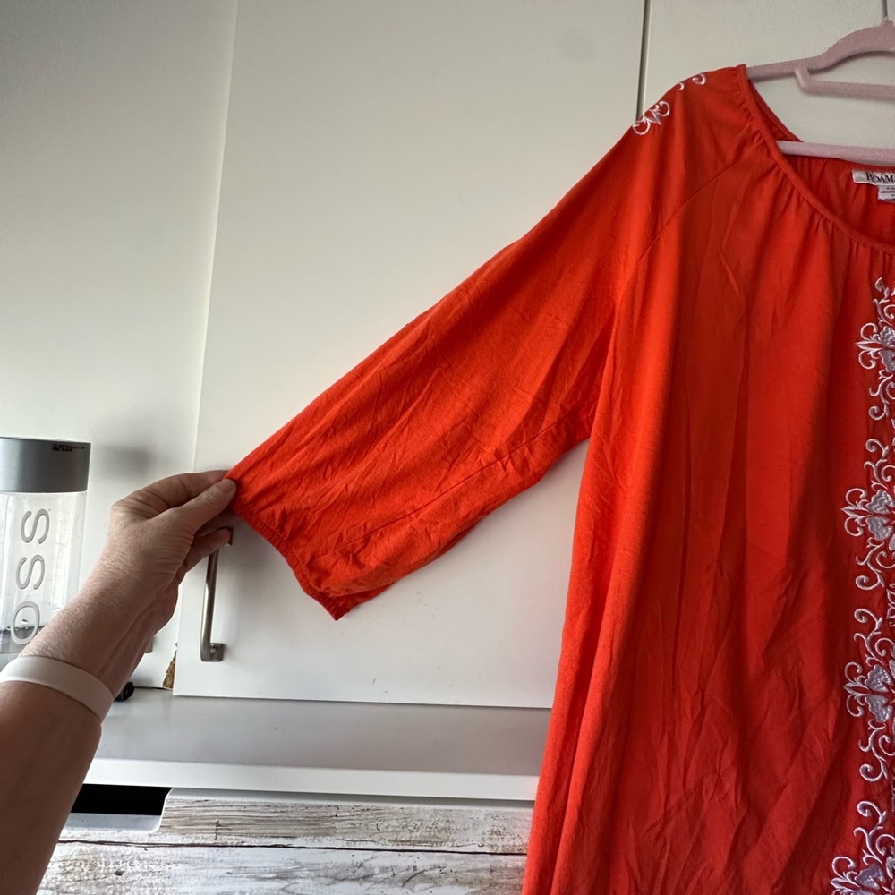 ✨ Roamans 2X Orange Embroidered Tunic Boho Peasant Top - Picture 3 of 10